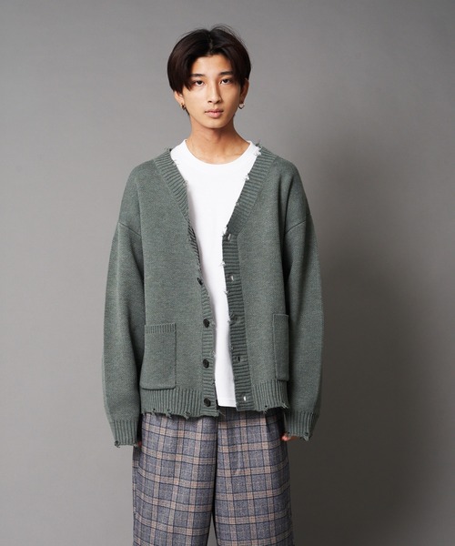 UNIIT(ユニット)の「【UNIIT/ユニット】ダメージニットルーズビッグシルエットカーディガン(カーディガン/ボレロ・メンズ・ダークグリーン/ベージュ/グリーン/杢グレー・SMALL/MEDIUM/LARGE)」の10枚目の写真