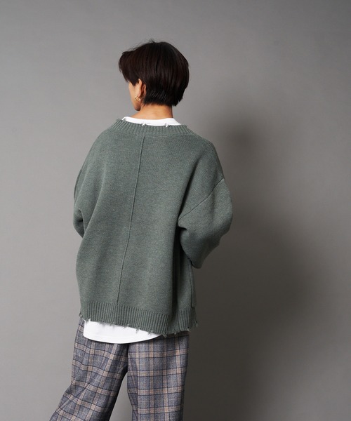 UNIIT(ユニット)の「【UNIIT/ユニット】ダメージニットルーズビッグシルエットカーディガン(カーディガン/ボレロ・メンズ・ダークグリーン/ベージュ/グリーン/杢グレー・SMALL/MEDIUM/LARGE)」の16枚目の写真