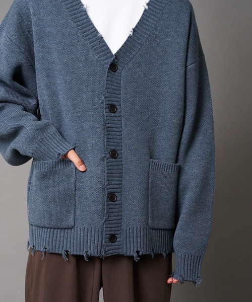 UNIIT(ユニット)の「【UNIIT/ユニット】ダメージニットルーズビッグシルエットカーディガン(カーディガン/ボレロ・メンズ・ダークグリーン/ベージュ/グリーン/杢グレー・SMALL/MEDIUM/LARGE)」の18枚目の写真