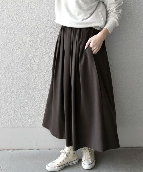 SHIPS any(シップス エニィ)の「SHIPS any:〈ウォッシャブル〉ウール ライク ランダム タック スカート◇(スカート・レディース・チャコールグレー/ブラウン/ピンク・38/36)」の3枚目の写真