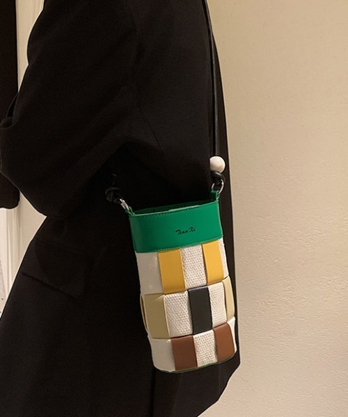 MANGROVE(マングローブ)の「マルチカラーバケットバック(ショルダーバッグ・レディース・グリーン/ホワイト/ベージュ・FREE)」の14枚目の写真