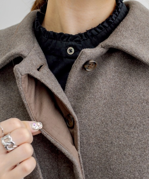 PUAL CE CIN（ピュアルセシン）の「【premium】ニュージーランドウールモッサコート（ステンカラーコート・レディース・モカ/ブラック・FREE）」の12枚目の写真