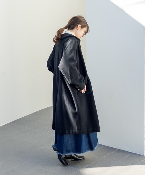 PUAL CE CIN（ピュアルセシン）の「【premium】ニュージーランドウールモッサコート（ステンカラーコート・レディース・モカ/ブラック・FREE）」の4枚目の写真