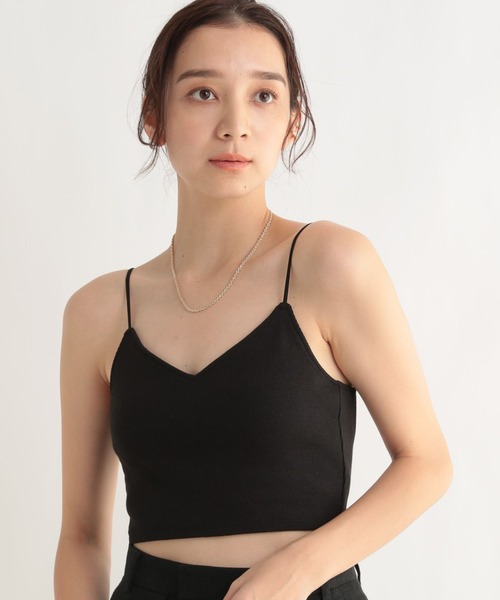 BABYLONE（バビロン）の「BABYLONE / リブショートキャミソール【パット付き】（キャミソール・レディース・ベージュ/モカ/ブラック・フリー）」の2枚目の写真