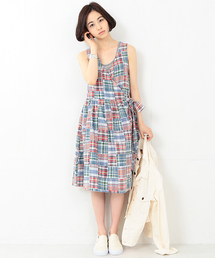 BEAMS BOY | BEAMS BOY / マドラス パッチワーク カシュクール ノースリーブ(ワンピース)