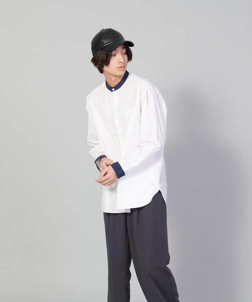 UNIIT(ユニット)の「【UNIIT/ユニット】バンドカラールーズシャツ ビッグシルエット(シャツ/ブラウス・メンズ・ブラック/ホワイト・LARGE/MEDIUM/SMALL)」の1枚目の写真