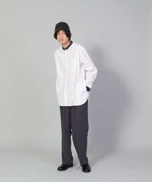 UNIIT(ユニット)の「【UNIIT/ユニット】バンドカラールーズシャツ ビッグシルエット(シャツ/ブラウス・メンズ・ブラック/ホワイト・LARGE/MEDIUM/SMALL)」の4枚目の写真