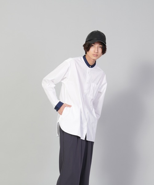 UNIIT(ユニット)の「【UNIIT/ユニット】バンドカラールーズシャツ ビッグシルエット(シャツ/ブラウス・メンズ・ブラック/ホワイト・LARGE/MEDIUM/SMALL)」の8枚目の写真