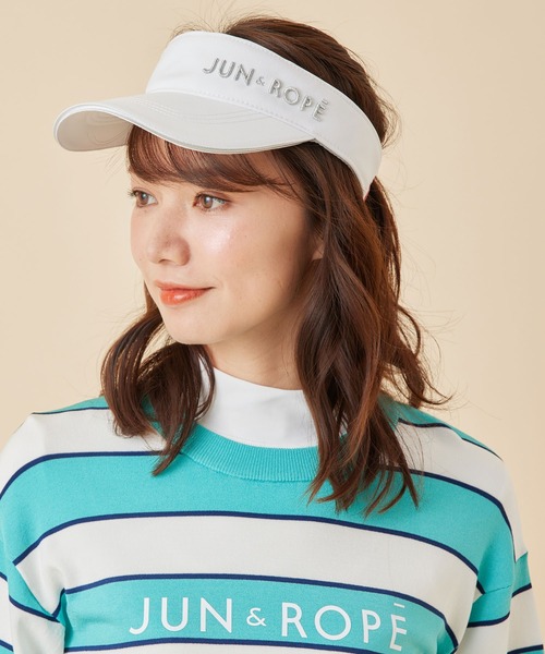 JUN&ROPE'（ジュンアンドロペ）の「ラメ立体ロゴ入りサンバイザー（サンバイザー・レディース・ホワイト/ブラック/ネイビー/レッド/イエロー・FREE）」の2枚目の写真