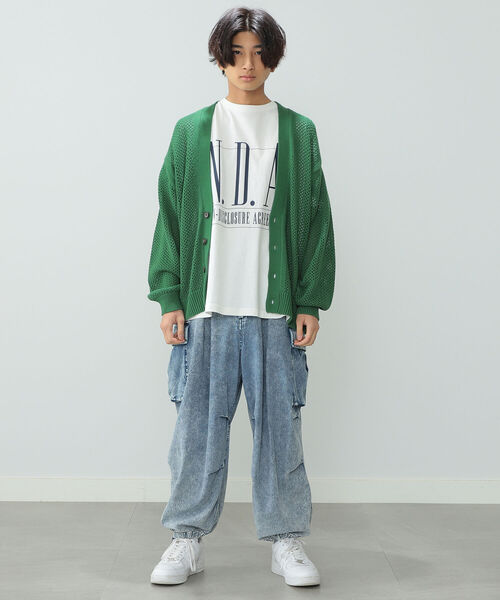BeAMS DOT（ビームスドット）の「【WEB限定】BeAMS DOT / メッシュカーディガン（ニット/セーター・メンズ・グリーン/イエロー系その他5/ブラック・LARGE/MEDIUM）」の5枚目の写真