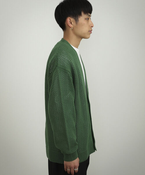 BeAMS DOT（ビームスドット）の「【WEB限定】BeAMS DOT / メッシュカーディガン（ニット/セーター・メンズ・グリーン/イエロー系その他5/ブラック・LARGE/MEDIUM）」の7枚目の写真