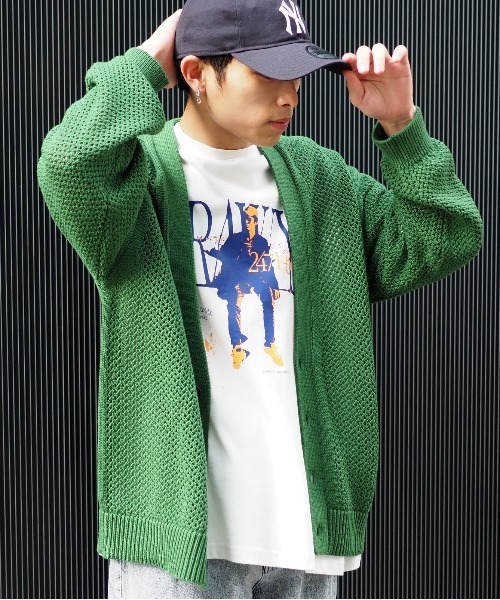 BeAMS DOT（ビームスドット）の「【WEB限定】BeAMS DOT / メッシュカーディガン（ニット/セーター・メンズ・グリーン/イエロー系その他5/ブラック・LARGE/MEDIUM）」の3枚目の写真