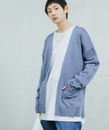 KNITロングカーディガン Vネックロングカラーカーディガン