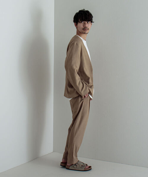 GLOSTER（グロスター）の「【GLOSTER/グロスター】ノーカラージャケット＆イージーパンツ セットアップ【ジャケット＋パンツの2点セット】（セットアップ・メンズ・ブラック/ベージュ/ネイビー・MEDIUM/LARGE）」の13枚目の写真