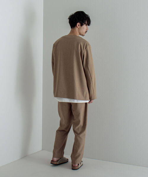 GLOSTER（グロスター）の「【GLOSTER/グロスター】ノーカラージャケット＆イージーパンツ セットアップ【ジャケット＋パンツの2点セット】（セットアップ・メンズ・ブラック/ベージュ/ネイビー・MEDIUM/LARGE）」の14枚目の写真
