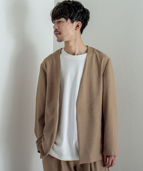 GLOSTER（グロスター）の「【GLOSTER/グロスター】ノーカラージャケット＆イージーパンツ セットアップ【ジャケット＋パンツの2点セット】（セットアップ・メンズ・ブラック/ベージュ/ネイビー・MEDIUM/LARGE）」の15枚目の写真