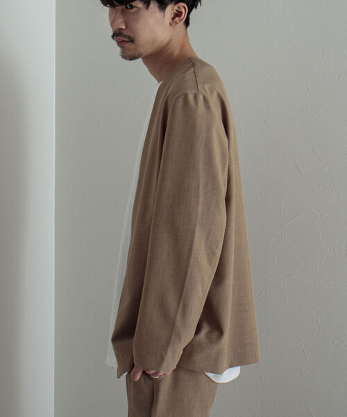 GLOSTER（グロスター）の「【GLOSTER/グロスター】ノーカラージャケット＆イージーパンツ セットアップ【ジャケット＋パンツの2点セット】（セットアップ・メンズ・ブラック/ベージュ/ネイビー・MEDIUM/LARGE）」の18枚目の写真