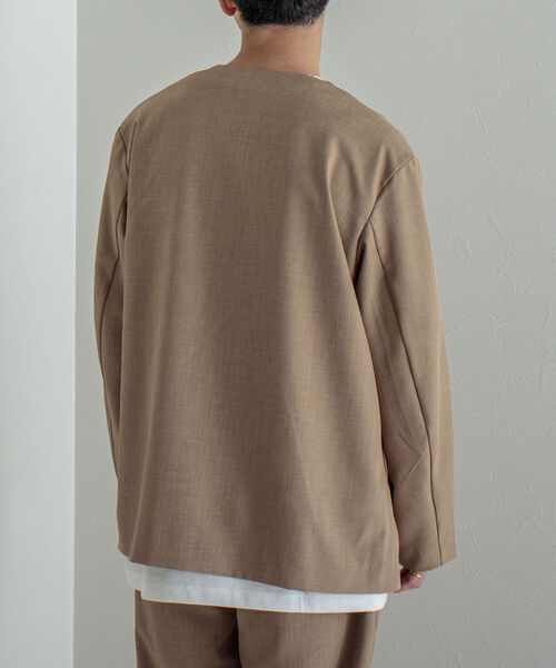 GLOSTER（グロスター）の「【GLOSTER/グロスター】ノーカラージャケット＆イージーパンツ セットアップ【ジャケット＋パンツの2点セット】（セットアップ・メンズ・ブラック/ベージュ/ネイビー・MEDIUM/LARGE）」の19枚目の写真