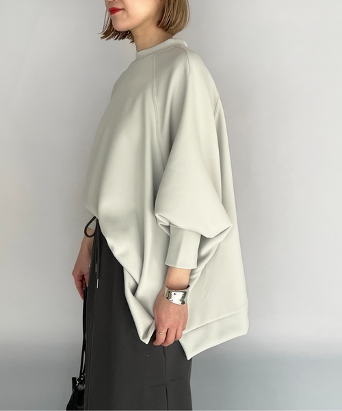 PICCIN（ピッチン）の「【日本製】ポンチョ風ダンボールニットプルオーバー（Tシャツ/カットソー・レディース・ブラック/ベージュ/ホワイト・M）」の3枚目の写真