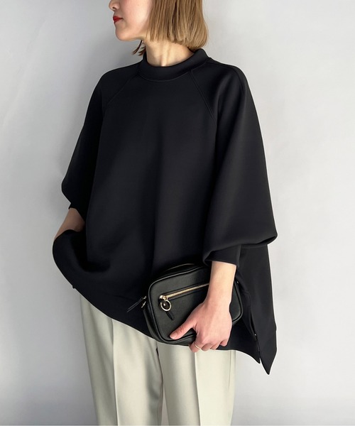 PICCIN（ピッチン）の「【日本製】ポンチョ風ダンボールニットプルオーバー（Tシャツ/カットソー・レディース・ブラック/ベージュ/ホワイト・M）」の2枚目の写真