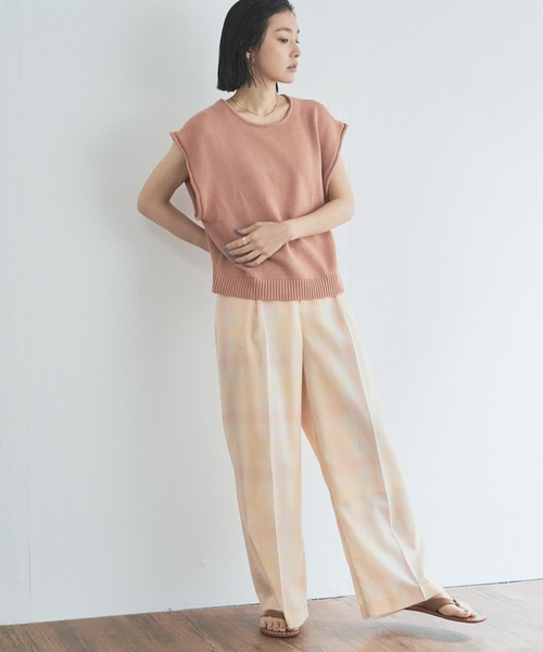 audrey and john wad(オードリーアンドジョンワッド)の「シアーオンブレーチェックセンタープレスワイドパンツ(その他パンツ・レディース・オレンジ/グレイッシュベージュ・S/M)」の21枚目の写真