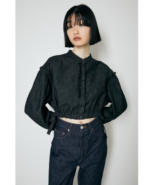 MOUSSY(マウジー)の「DENIM FRILLED ブラウス(シャツ/ブラウス・レディース・ホワイト/ブラック/ワンウォッシュ・FREE)」の6枚目の写真