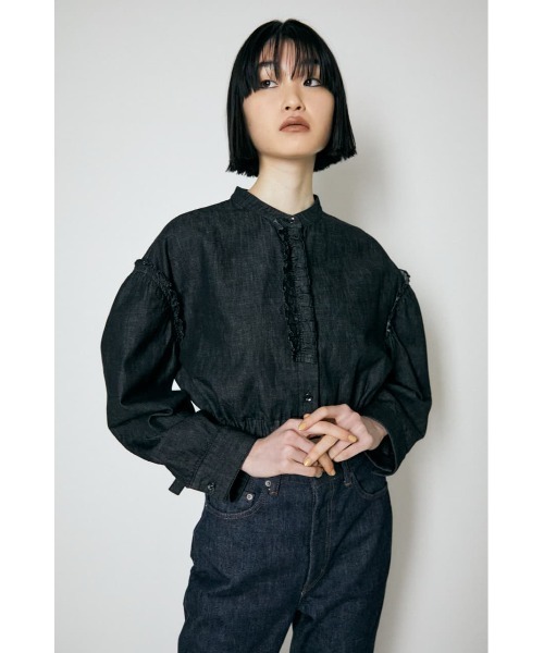 MOUSSY(マウジー)の「DENIM FRILLED ブラウス(シャツ/ブラウス・レディース・ホワイト/ブラック/ワンウォッシュ・FREE)」の9枚目の写真