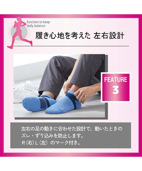 GUNZE（グンゼ）の「ACTIVE STYLE/アクティブスタイル　アーチサポートパイル ソックス　スニーカー丈（ソックス/靴下・レディース・レンガ/ブルー系その他/ブラック/ネイビー/スモークピンク/ライトグレー/グリーン系その他/ホワイト/イエロー系その他・23-25）」の20枚目の写真
