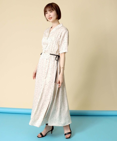 Jines(ジネス)の「【WEB限定/一部店舗】ドット柄開襟ワンピース(ワンピース・レディース・アイボリー/ブラック・FREE)」の12枚目の写真