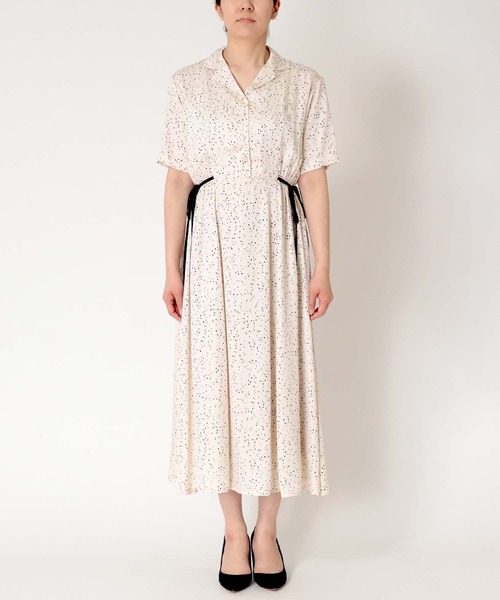 Jines(ジネス)の「【WEB限定/一部店舗】ドット柄開襟ワンピース(ワンピース・レディース・アイボリー/ブラック・FREE)」の14枚目の写真