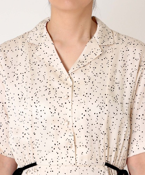 Jines(ジネス)の「【WEB限定/一部店舗】ドット柄開襟ワンピース(ワンピース・レディース・アイボリー/ブラック・FREE)」の18枚目の写真