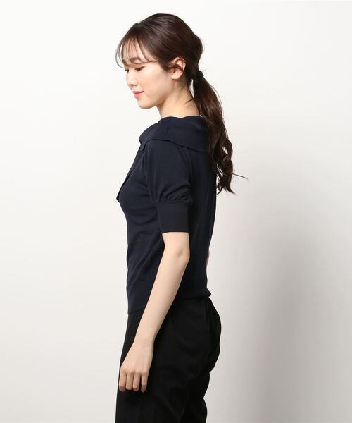 ASTORIA ODIER（アストリアオディール）の「ショールカラーリボンプルオーバー（ニット/セーター・レディース・ホワイト/ベージュ/ネイビー/ミント/マジェンタ/ラベンダー/チャコールグレー/グレイッシュベージュ・MEDIUM）」の9枚目の写真