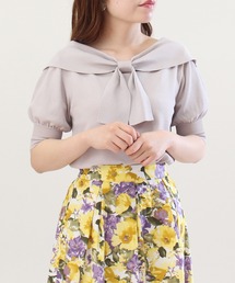 ショールカラーリボンプルオーバー