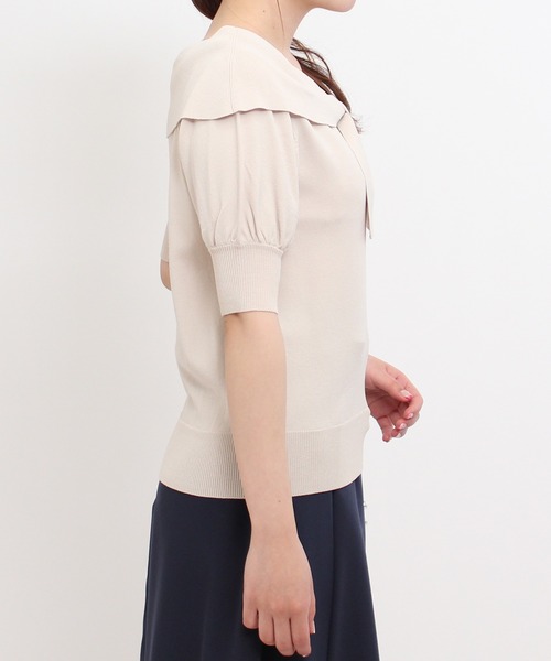 ASTORIA ODIER（アストリアオディール）の「ショールカラーリボンプルオーバー（ニット/セーター・レディース・ホワイト/ベージュ/ネイビー/ミント/マジェンタ/ラベンダー/チャコールグレー/グレイッシュベージュ・MEDIUM）」の12枚目の写真