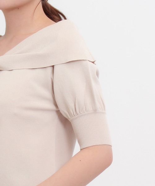 ASTORIA ODIER（アストリアオディール）の「ショールカラーリボンプルオーバー（ニット/セーター・レディース・ホワイト/ベージュ/ネイビー/ミント/マジェンタ/ラベンダー/チャコールグレー/グレイッシュベージュ・MEDIUM）」の17枚目の写真