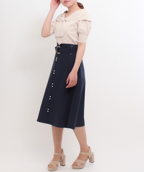 ASTORIA ODIER（アストリアオディール）の「ショールカラーリボンプルオーバー（ニット/セーター・レディース・ホワイト/ベージュ/ネイビー/ミント/マジェンタ/ラベンダー/チャコールグレー/グレイッシュベージュ・MEDIUM）」の22枚目の写真