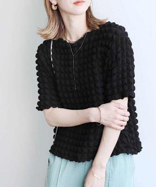 reca（レカ）の「ポコポコトップス（シャツ/ブラウス・レディース・ブラック/イエロー×グリーン/アイボリー・FREE）」の8枚目の写真