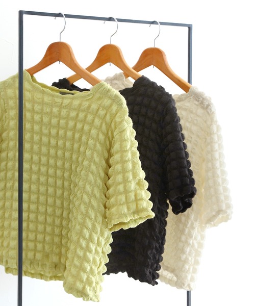 reca（レカ）の「ポコポコトップス（シャツ/ブラウス・レディース・ブラック/イエロー×グリーン/アイボリー・FREE）」の13枚目の写真