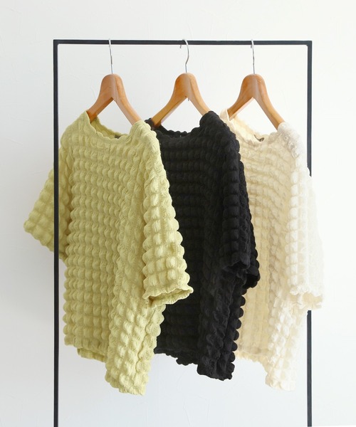 reca（レカ）の「ポコポコトップス（シャツ/ブラウス・レディース・ブラック/イエロー×グリーン/アイボリー・FREE）」の15枚目の写真