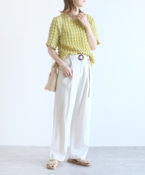 reca（レカ）の「ポコポコトップス（シャツ/ブラウス・レディース・ブラック/イエロー×グリーン/アイボリー・FREE）」の10枚目の写真