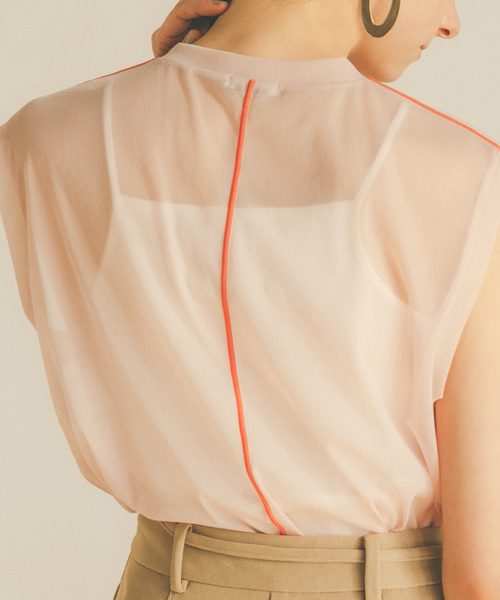 SLOBE IENA(スローブイエナ)の「【CLANE/クラネ】 LINE SHEER S/S TOPSカットソー◆(Tシャツ/カットソー・レディース・ベージュ/ピンク/グリーン・FREE)」の3枚目の写真