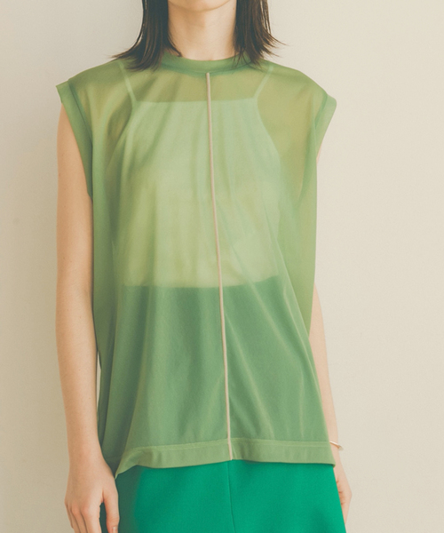 SLOBE IENA(スローブイエナ)の「【CLANE/クラネ】 LINE SHEER S/S TOPSカットソー◆(Tシャツ/カットソー・レディース・ベージュ/ピンク/グリーン・FREE)」の1枚目の写真