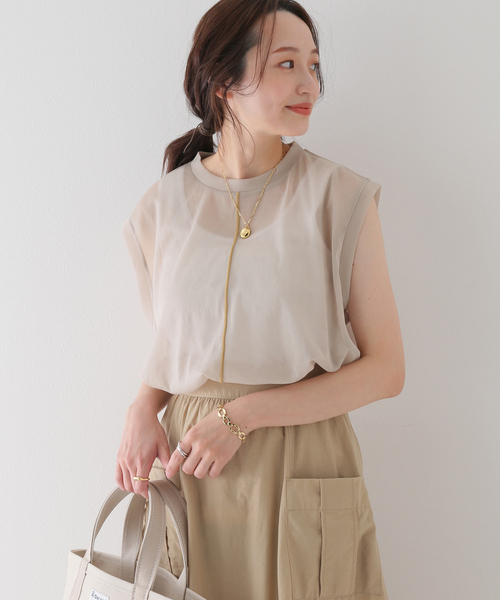 SLOBE IENA(スローブイエナ)の「【CLANE/クラネ】 LINE SHEER S/S TOPSカットソー◆(Tシャツ/カットソー・レディース・ベージュ/ピンク/グリーン・FREE)」の10枚目の写真