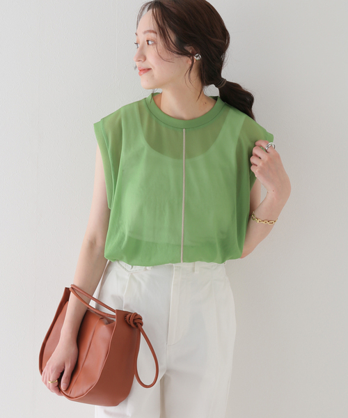 SLOBE IENA(スローブイエナ)の「【CLANE/クラネ】 LINE SHEER S/S TOPSカットソー◆(Tシャツ/カットソー・レディース・ベージュ/ピンク/グリーン・FREE)」の18枚目の写真