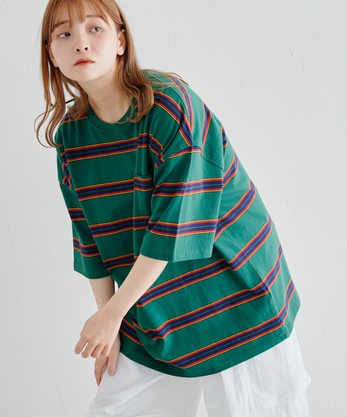 セール】半袖マルチボーダーT（Tシャツ/カットソー）｜HANGTEN