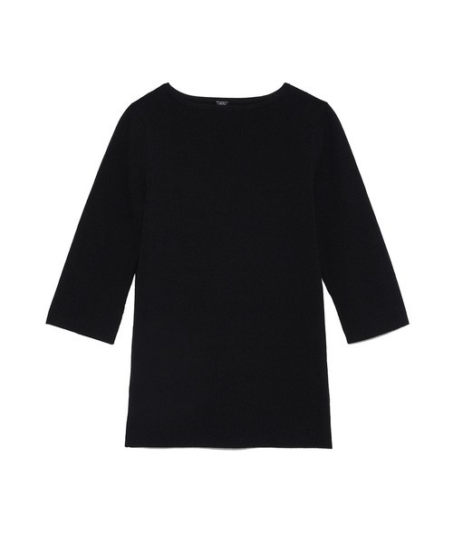 Mila Owen（ミラオーウェン）の「ボートネック七分袖リブニット  