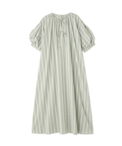 N.（N. Natural Beauty Basic）（エヌエヌナチュラルビューティーベーシック）の「◆フロントリボンＡラインマルチストライプワンピース（ワンピース・レディース・ベージュ/ブルー/グリーン・MEDIUM）」の15枚目の写真