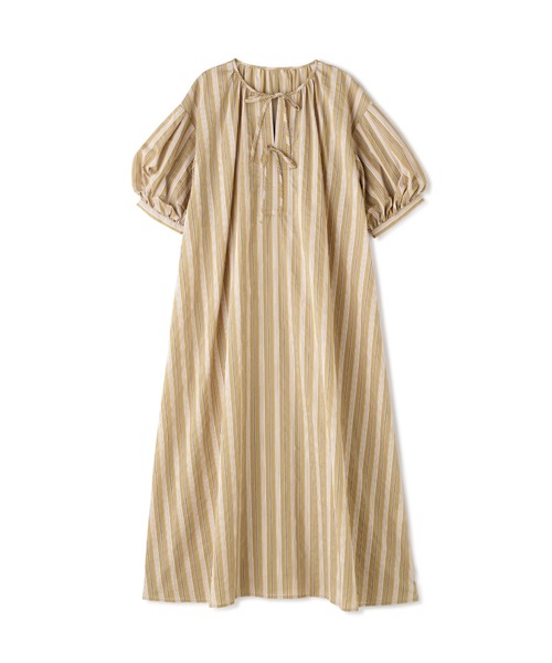 N.（N. Natural Beauty Basic）（エヌエヌナチュラルビューティーベーシック）の「◆フロントリボンＡラインマルチストライプワンピース（ワンピース・レディース・ベージュ/ブルー/グリーン・MEDIUM）」の13枚目の写真