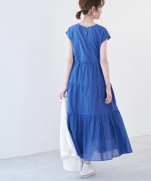 ADAM ET ROPE アダムエロペ プリントフリルティアードワンピース