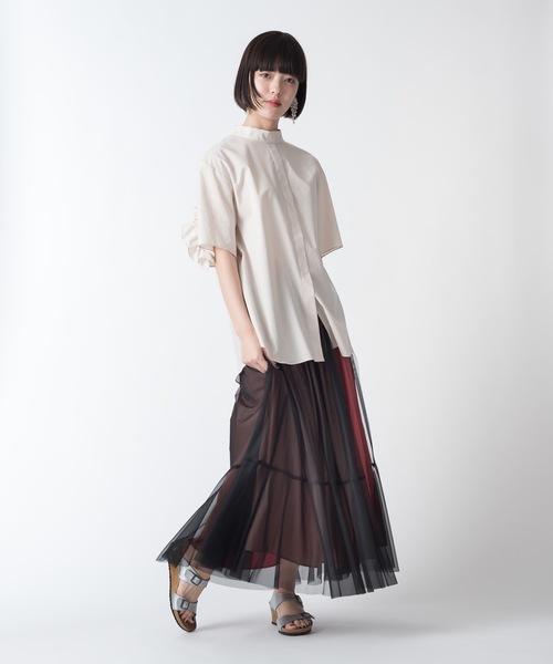 La SRIC（ラスリック）の「La SRIC / 半袖バックフリルBL（シャツ/ブラウス・レディース・ライトブルー/ベージュ/オフホワイト・38）」の21枚目の写真